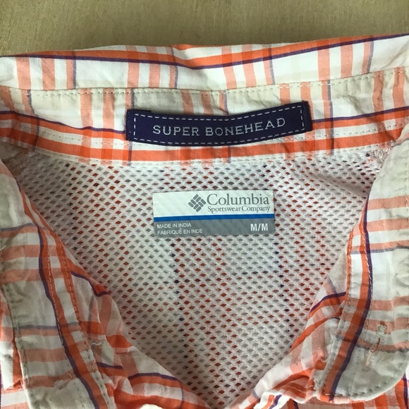 Clemson Tigers Columbia Super Bonehead Mens Medium Button Up Plaid Fishing Shirt - Picture 2 of 10